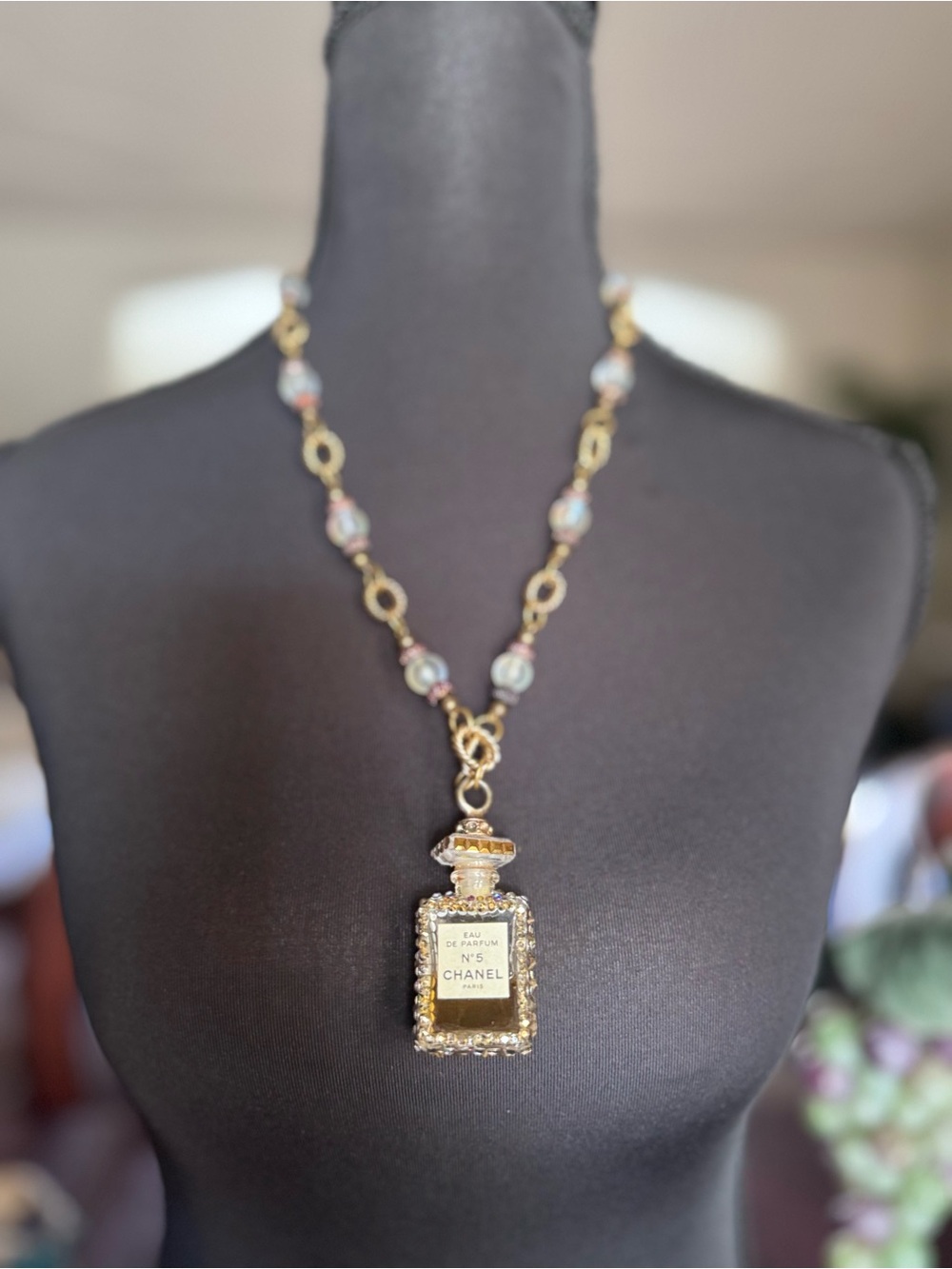 Chanel No. 5 Gold Perfume Bottle Pendant Necklace